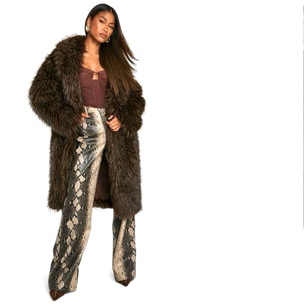 Boohoo Premium Vintage Look Faux Fox Fur Midaxi Coat